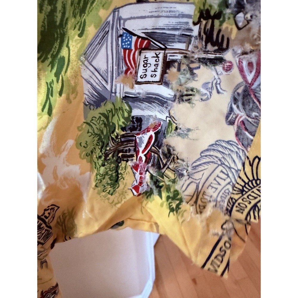 Harley Davidson Hawaiian Shirt XL 100% Viscose Made in Hawaii AS IS Large Rip - Picture 8 of 11